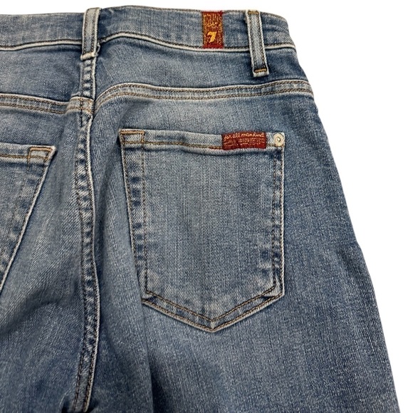 7 For All Mankind Ankle Skinny with Cut Off Hem and Double White Stripes-Size 24 - Picture 10 of 14